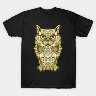 Artsy Artistic Style Design Of A Yellow Owl T-Shirt